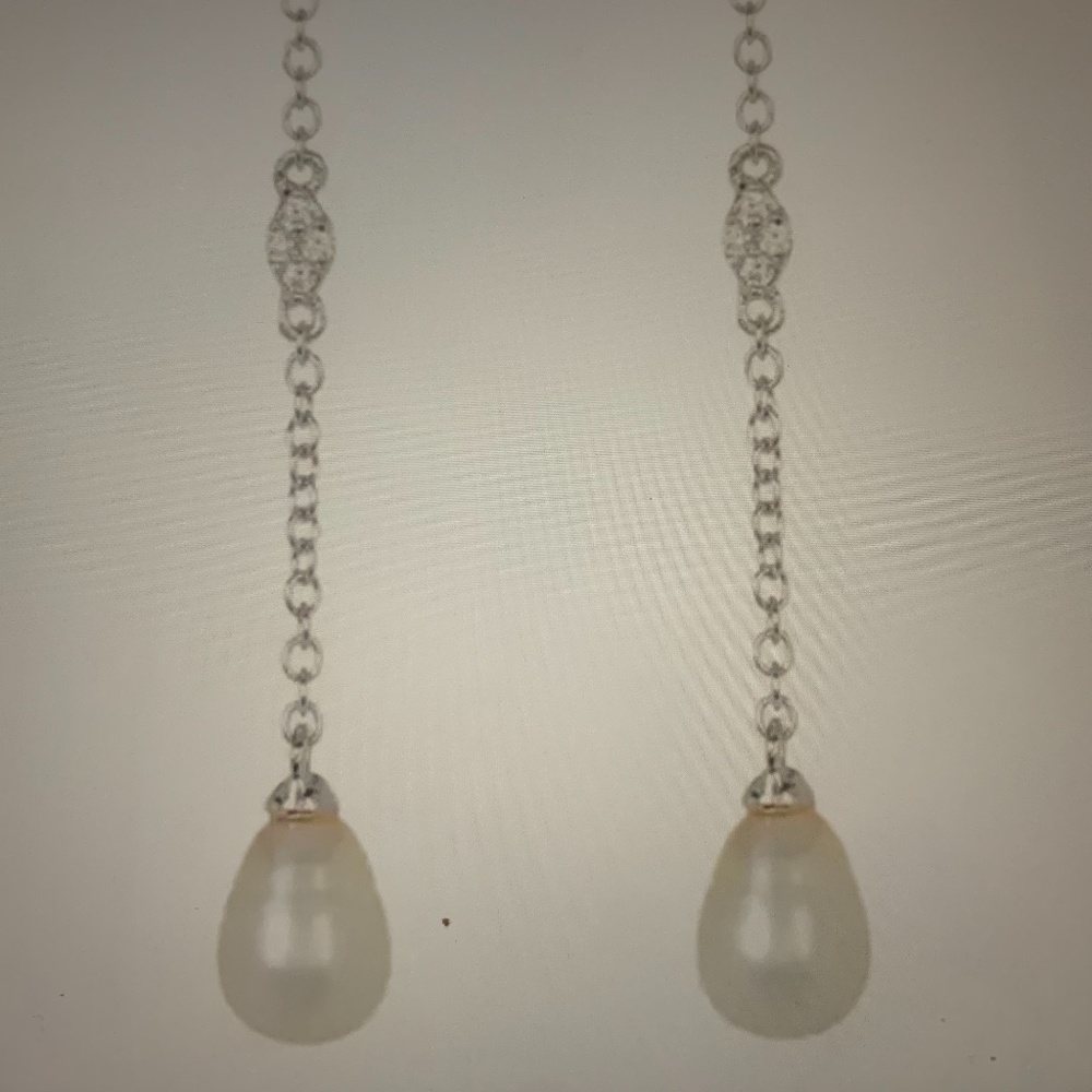 SALE!!! Adornia White Rhodium Plated Swarovski Crystal Freshwater Pearl Earrings